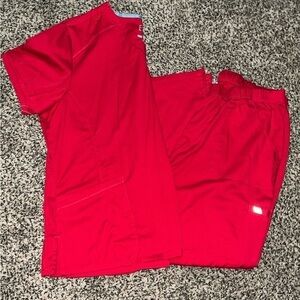 Edge by IRG V-Neck Top 2XL & Elastic Waist Pant XL Red outfit only worn …‎